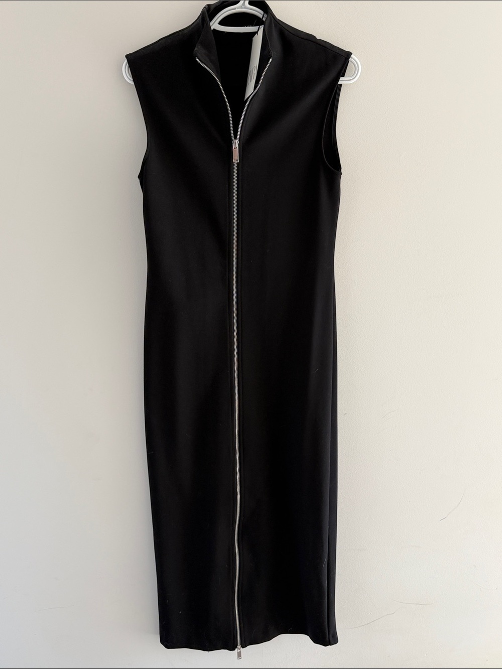 Zara Black Sleeveless Zip-Front Maxi Dress